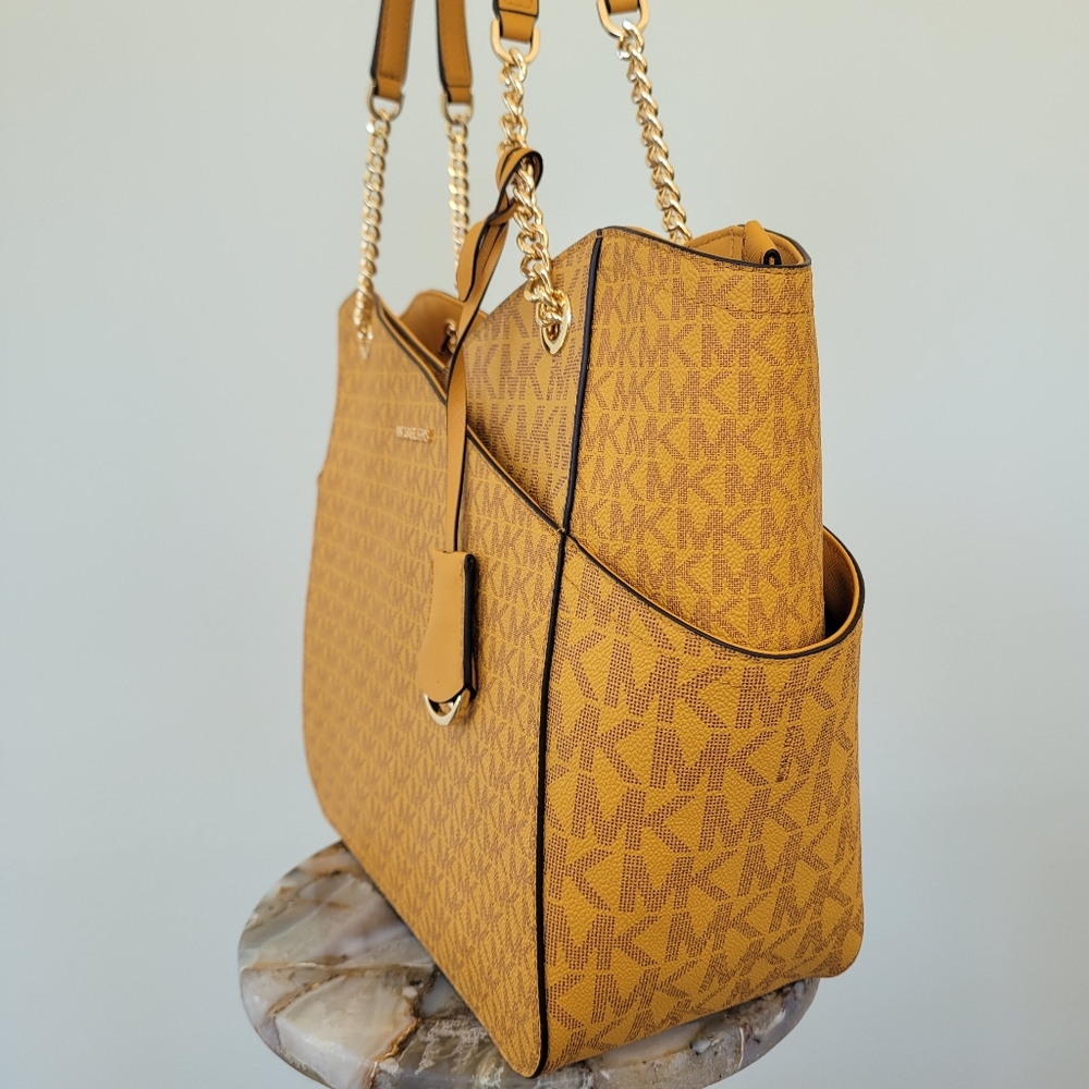 NWT Michael Kors Jet Set Large Logo Shoulder Bag, Marigold - Picture 5 of 11